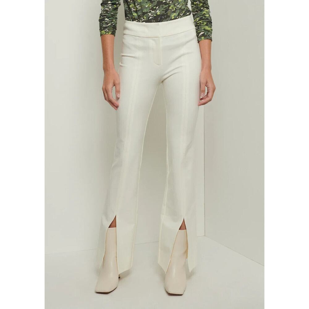 Derek Lam 10 Crosby Women's Maeve Front Slit Trousers Pants in Soft White Size 6